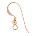 Gold Filled Ear Wire .028"/.7MM/21 GA Round Wire w/3mm Ball & Coil