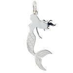 Sterling Silver Swimming Mermaid Charm w/ Open Jump Ring - 27mm