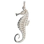 Sterling Silver Large Sea Horse Charm w/ Open Jump Ring - 25mm