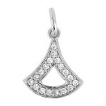 Sterling Silver Drop Pendant w/ CZ Crystals & Open Jump Ring - 14x12mm