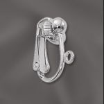 BASE METAL PLATED EAR CLIP W/4MM HALF BALL & OPEN RING (SILVER PLATED)