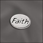 STERLING SILVER 8MM MESSAGE BEAD W/1MM HOLE -  FAITH