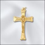 BASE METAL PLATED CHARM - 48X29MM CRUCIFIX (GOLD PLATED)