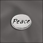 STERLING SILVER 8MM MESSAGE BEAD W/1MM HOLE -  PEACE