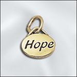 Pewter Domed Message Charm - Hope (Gold Plated)