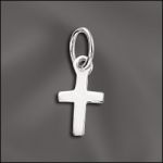 (D) Pewter Charm - Solid Cross - Small (Silver Plated)