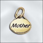 Pewter Domed Message Charm - Mother (Gold Plated)
