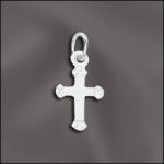 (D) Pewter Charm - Cross - Small (Silver Plated)