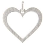 Sterling Silver Open Heart Brushed Finish Charm - 14x15.5mm