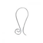 Sterling Silver Ear Wire .028"/.7MM/21 GA Fancy Ear Wire Rd W/3MM