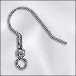 Stainless Steel Earwire Wire Rd w/3mm Ball & Coil
