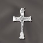 BASE METAL PLATED CHARM - 48X29MM CRUCIFIX (SILVER PLATED)