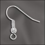 Base Metal Plated - Ear Wire .025"/.64mm/22GA Wire w/3mm Ball & Coil (Silver Plated)
