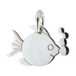 Sterling Silver Fish Bubbles Charm w/ Open Jump Ring - 9x14mm