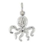Sterling Silver Octopus Charm w/ Open Charm Ring - 14x12mm