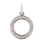 Sterling Silver Round Pendant w/ CZ Crystals & Open Jump Ring - 12.35mm