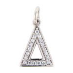 Sterling Silver Triangle Pendant w/ CZ Crystals & Open Jump Ring - 11x15m