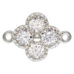 Sterling Silver Clover Station w/ CZ Crystal - 11mm