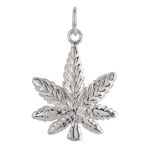Sterling Silver Marijuana Leaf Charm w/ Open Jump Ring - 19x15mm