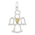 Sterling Silver Angel Charm with Gold Heart - 20x14mm