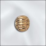 BASE METAL PLATED 6MM STRAIGHT CORRUGATED ROUND BEAD W/2MM HOLE (GOLD PLATED)