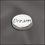 STERLING SILVER 8MM MESSAGE BEAD W/1MM HOLE - DREAM