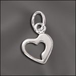 (D) Pewter Charm - Fancy Open Heart- Small (Silver Plated)